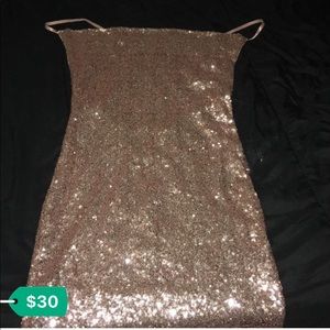 Rose gold sequins dress
